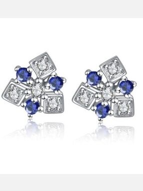 NEW Sterling Silver Blue & White Earrings